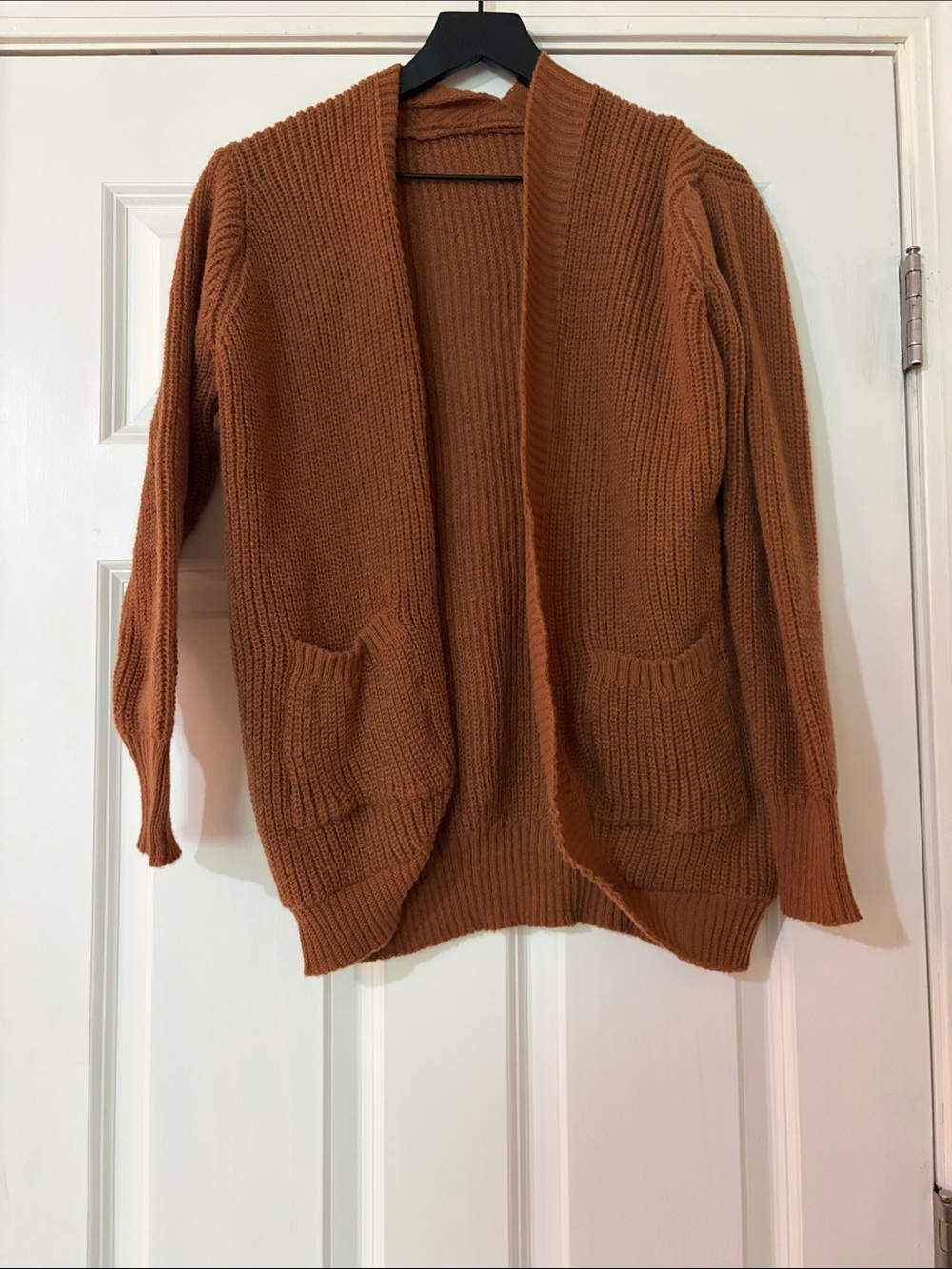 SHEIN Open-Front Chunky Knit Cardigan - Rust